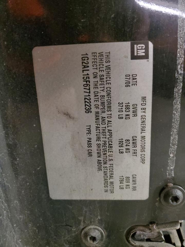 2007 Pontiac G5 VIN 1G2AL15F677122236 Copart auction photo, rear end damage thumbnail 15
