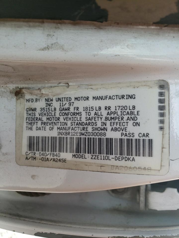 1998 Toyota Corolla VIN 1NXBR12E9WZ030088 Copart auction photo, front end / rear end damage thumbnail 14