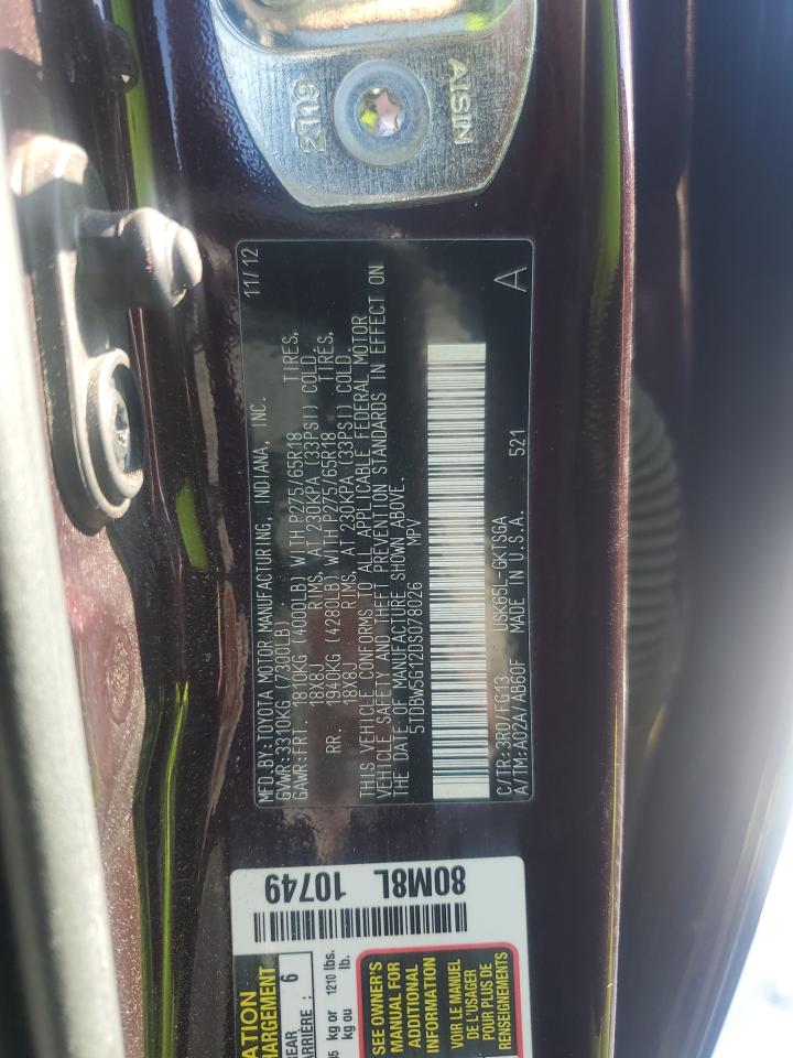 2013 Toyota Sequoia VIN 5TDBW5G12DS078026 Copart auction photo, front end damage thumbnail 13