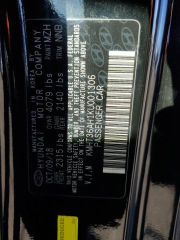 2019 Hyundai Veloster VIN KMHT36AH1KU001306 Copart auction photo, front end / side damage thumbnail 12
