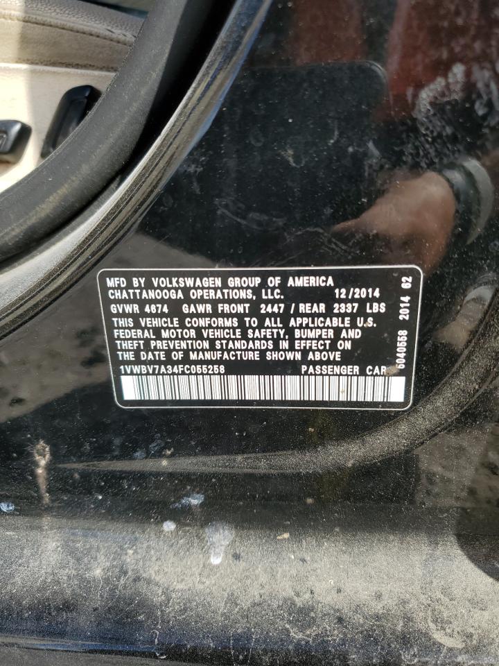 2015 Volkswagen Passat VIN 1VWBV7A34FC055258 Copart auction photo, side / minor dent/scratches damage thumbnail 12