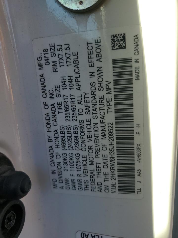 2018 Honda CR-V VIN 2HKRW6H35JH209522 Copart auction photo, front end damage thumbnail 12