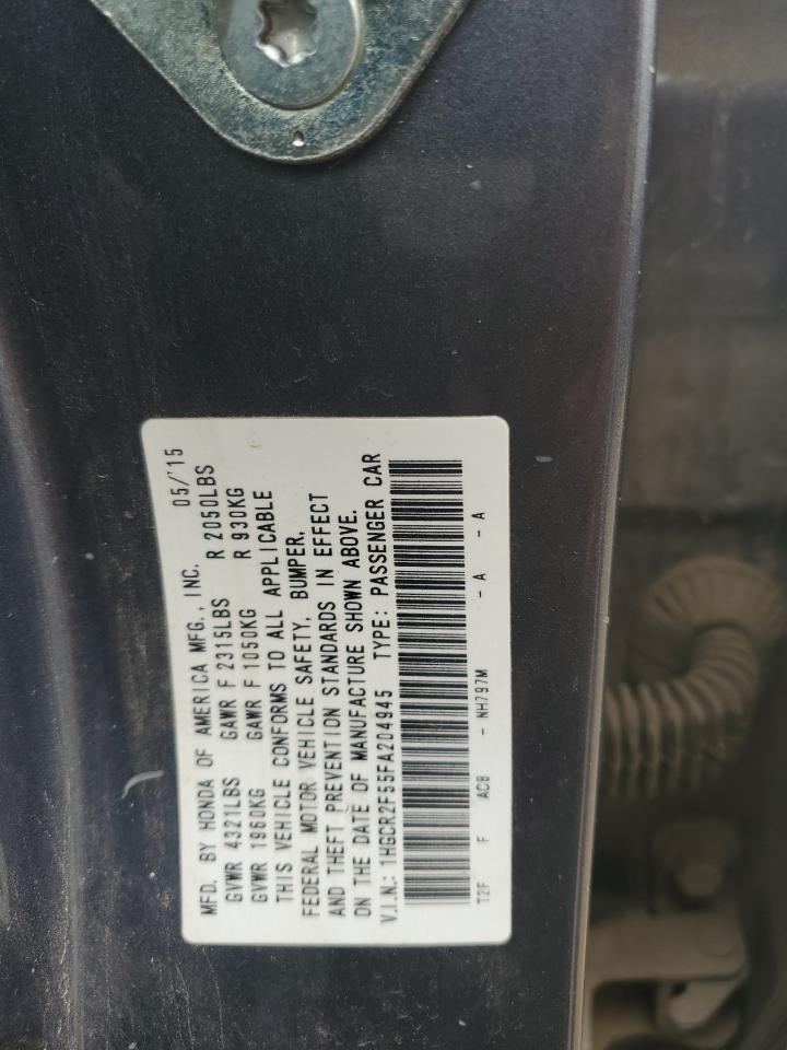 2015 Honda Accord VIN 1HGCR2F55FA204945 Copart auction photo, front end damage thumbnail 13