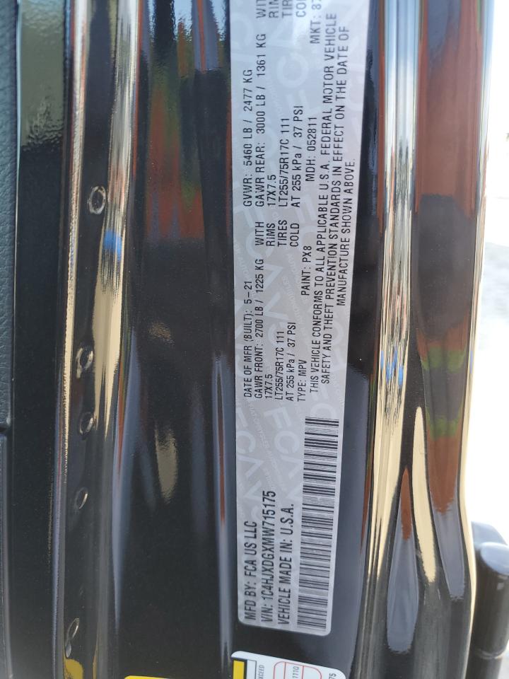 2021 Jeep Wrangler VIN 1C4HJXDGXMW715175 Copart auction photo, vandalism damage thumbnail 13