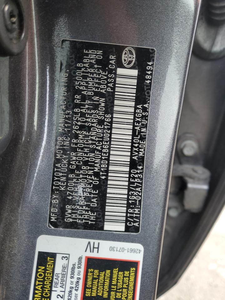 2014 Toyota Avalon VIN 4T1BD1EB6EU021766 Copart auction photo, front end damage thumbnail 12