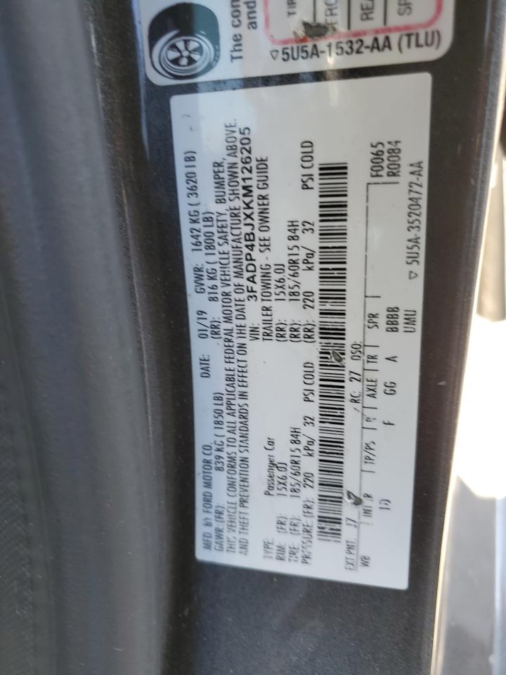 2019 Ford Fiesta VIN 3FADP4BJXKM126205 Copart auction photo, all over / undercarriage damage thumbnail 14