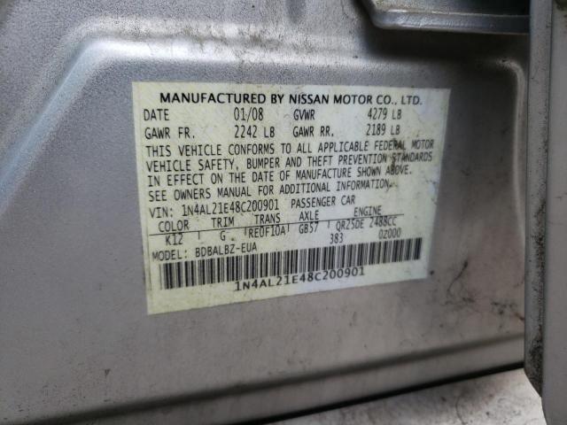 2008 Nissan Altima VIN 1N4AL21E48C200901 Copart auction photo, front end damage thumbnail 13