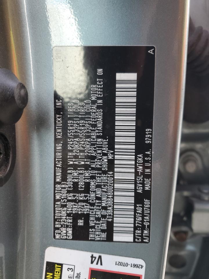 2011 Toyota Venza VIN 4T3BA3BB4BU020014 Copart auction photo, front end / side damage thumbnail 13