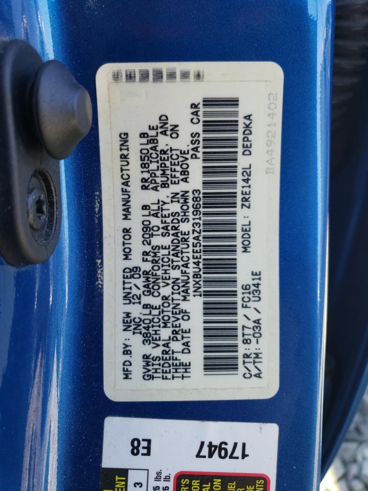 2010 Toyota Corolla VIN 1NXBU4EE5AZ319683 Copart auction photo, front end / side damage thumbnail 12