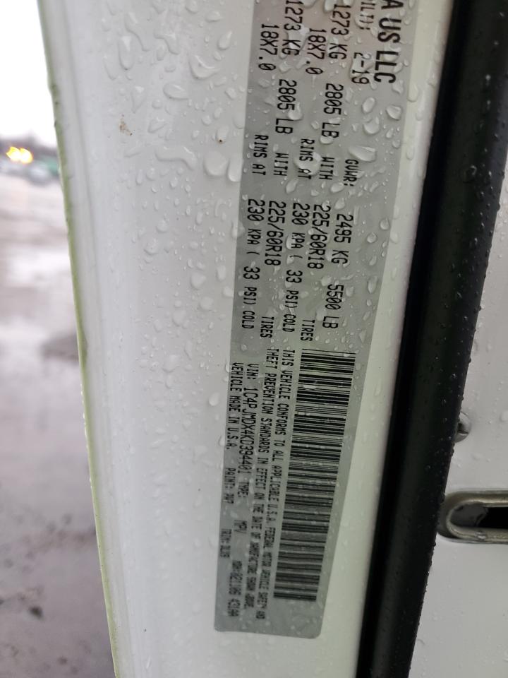 2019 Jeep Grand Cherokee VIN 1C4PJMDX4KD394401 Copart auction photo, undercarriage / front end damage thumbnail 13