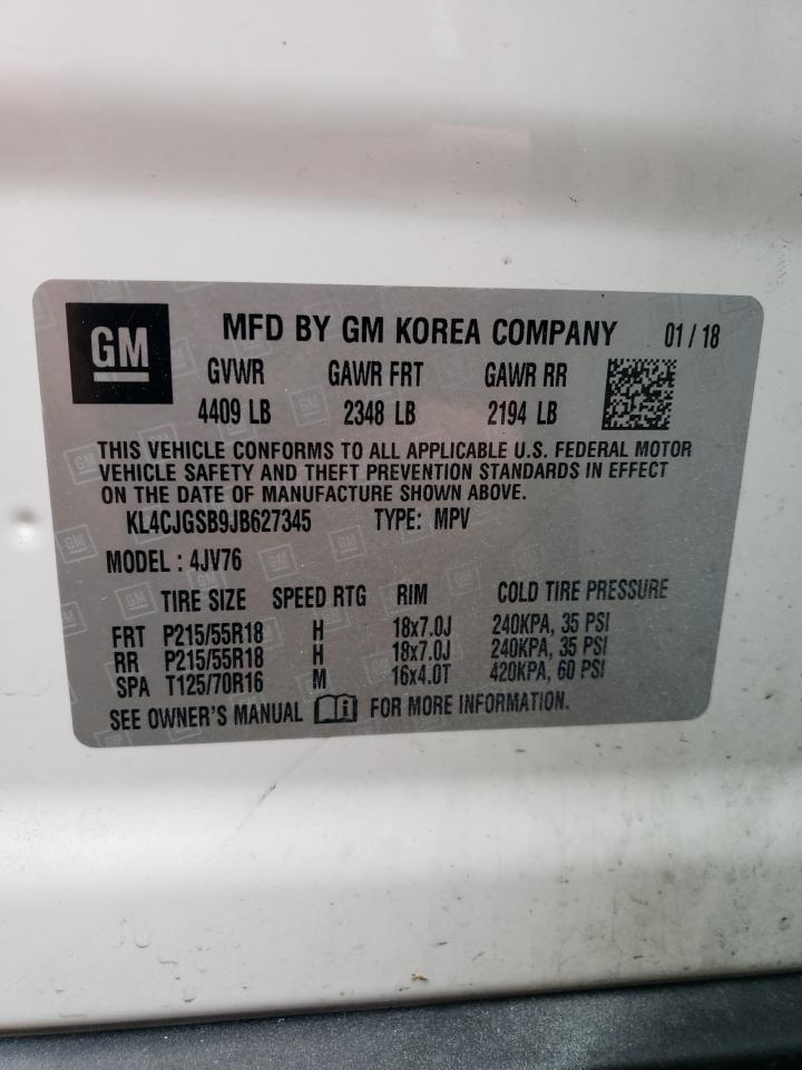 2018 Buick Encore VIN KL4CJGSB9JB627345 Copart auction photo, all over / rear end damage thumbnail 14