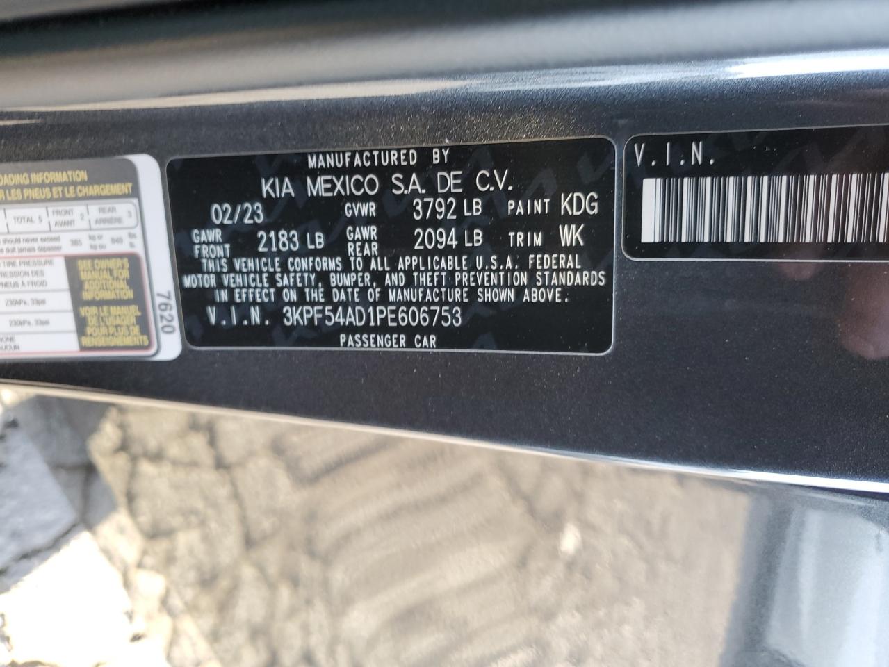 2023 KIA Forte VIN 3KPF54AD1PE606753 Copart auction photo, front end damage thumbnail 14