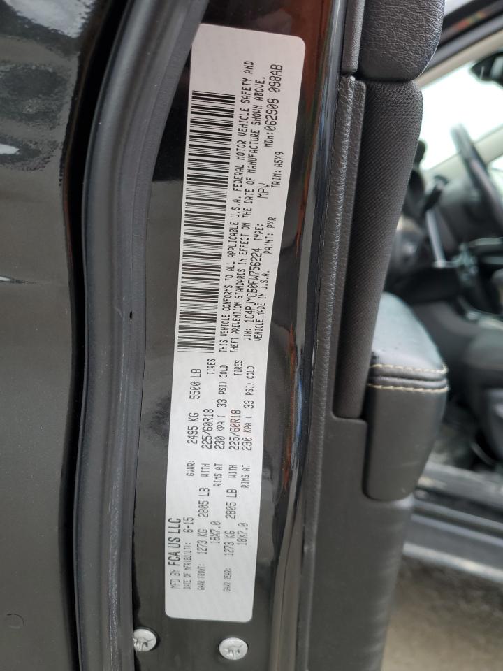 2015 Jeep Grand Cherokee VIN 1C4PJMCB0FW756224 Copart auction photo, front end / side damage thumbnail 15