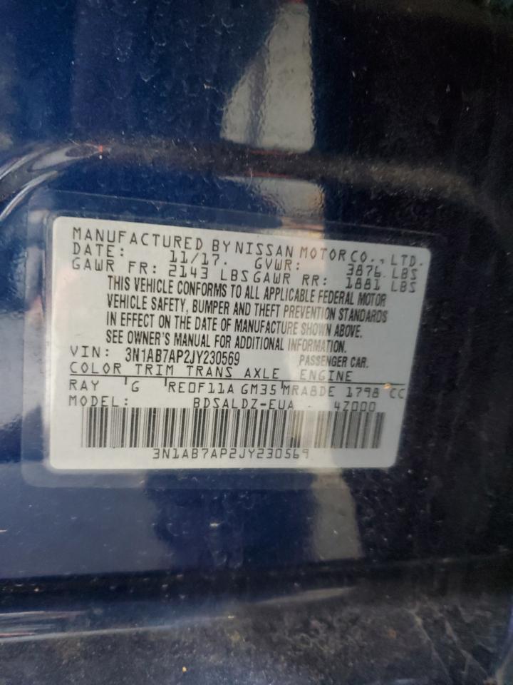 2018 Nissan Sentra VIN 3N1AB7AP2JY230569 Copart auction photo, front end damage thumbnail 12