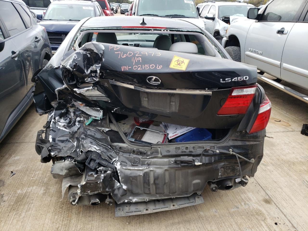 2007 Lexus LS VIN JTHBL46F575021506 Copart auction photo, rear end / front end damage thumbnail 6