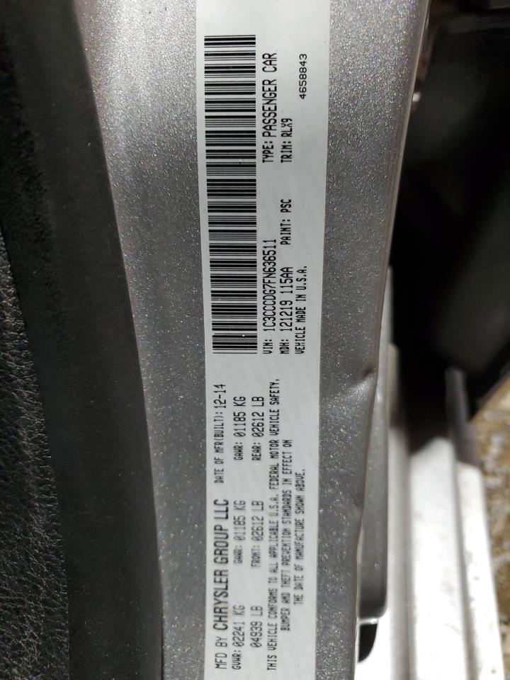 2015 Chrysler 200 VIN 1C3CCCDG7FN636511 Copart auction photo, rear end / minor dent/scratches damage thumbnail 12