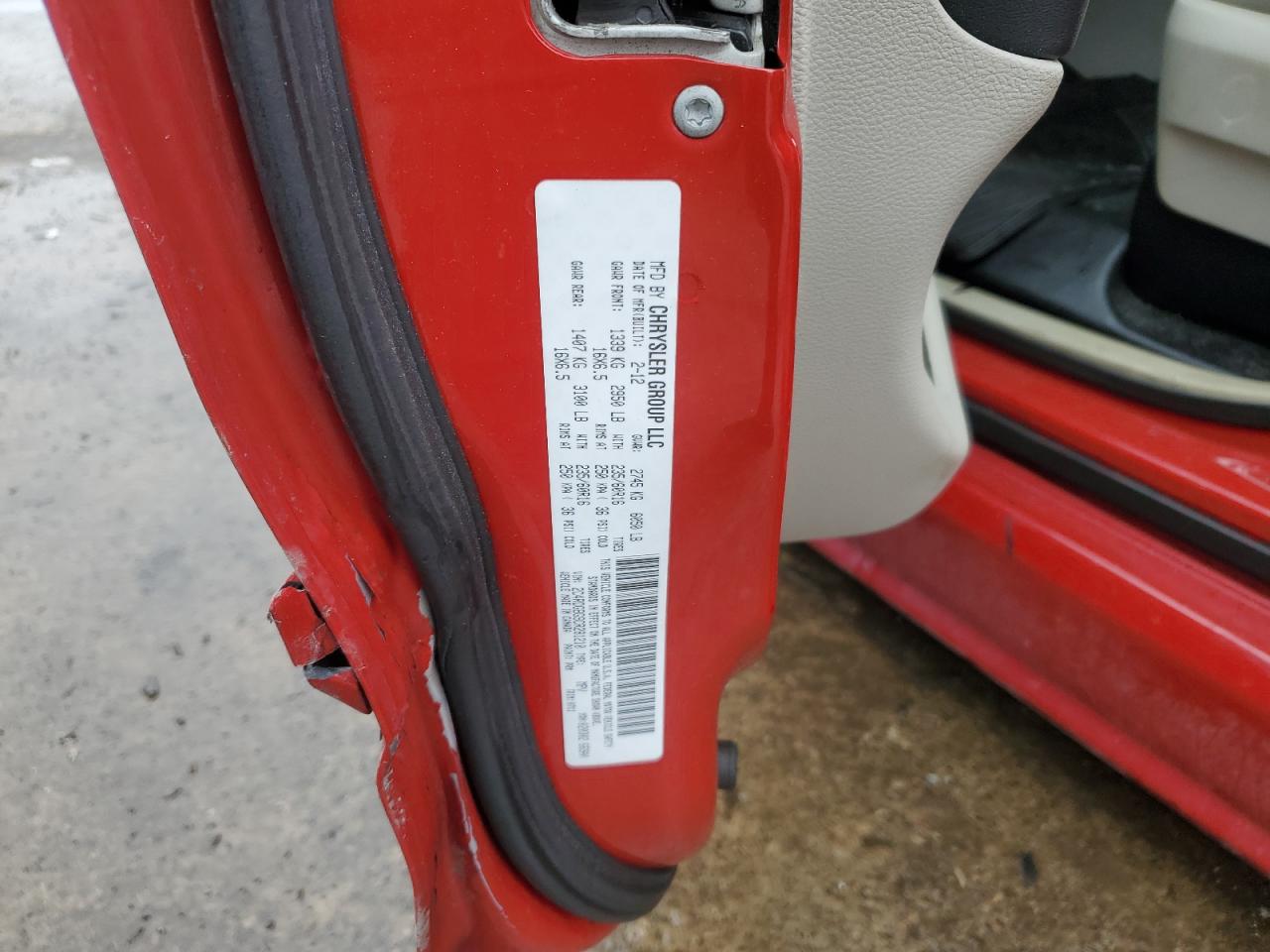 2012 Dodge Caravan VIN 2C4RDGBG9CR281210 Copart auction photo, side / rear end damage thumbnail 12