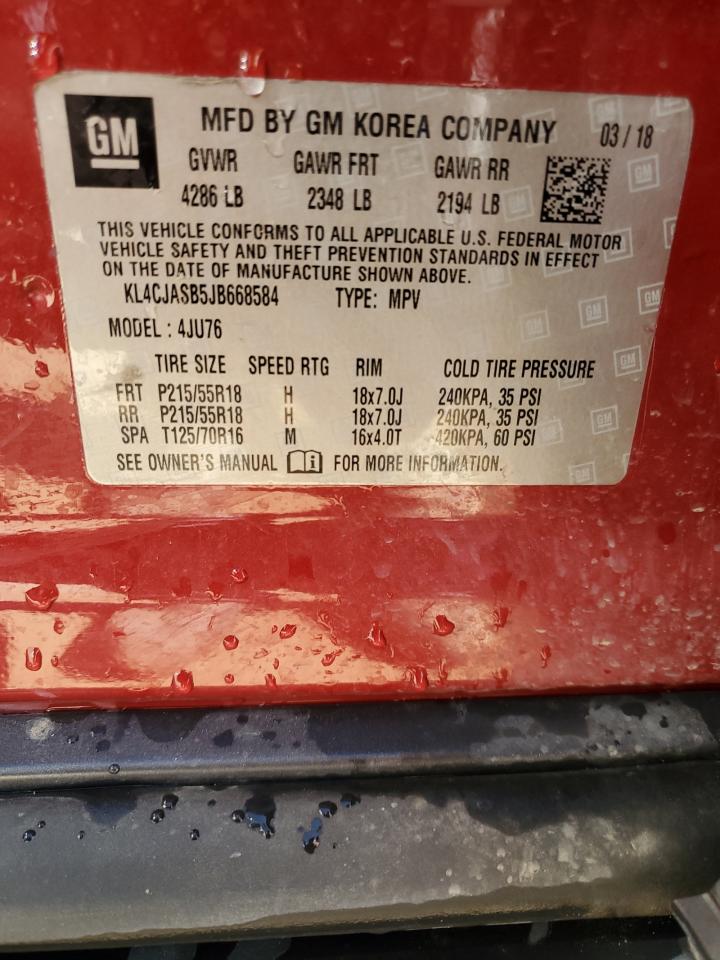 2018 Buick Encore VIN KL4CJASB5JB668584 Copart auction photo, side damage thumbnail 13