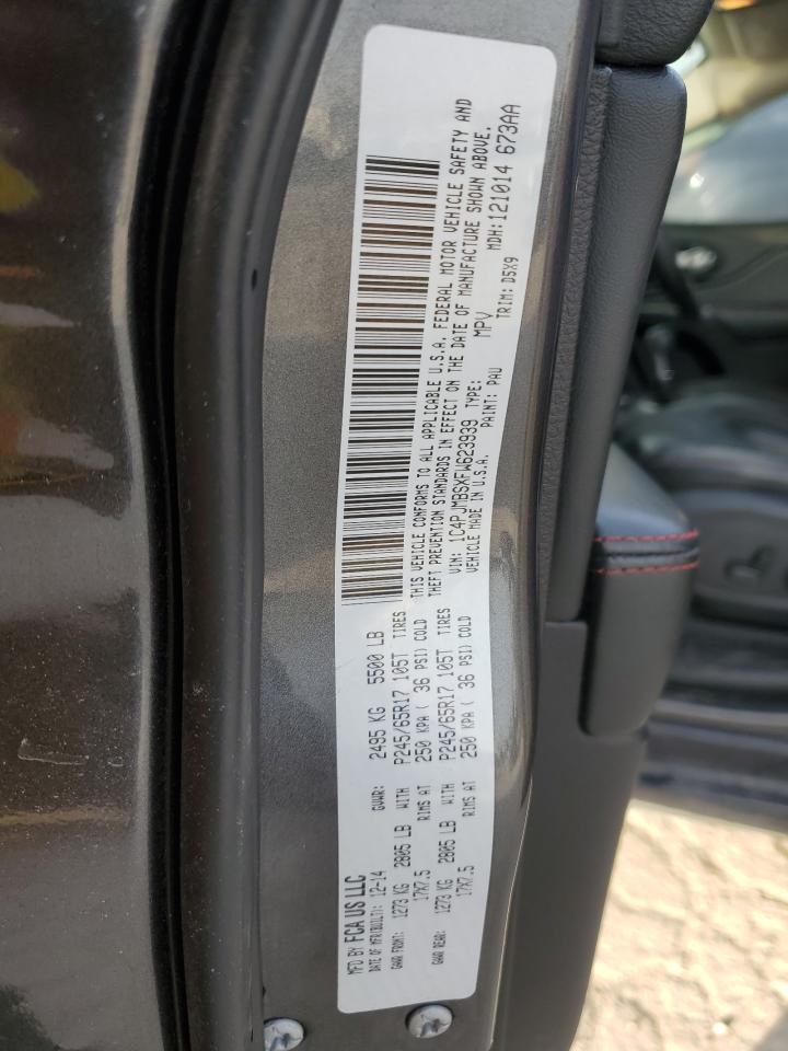 2015 Jeep Cherokee VIN 1C4PJMBSXFW623939 Copart auction photo, front end / undercarriage damage thumbnail 13
