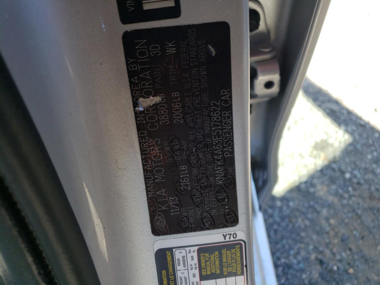 2014 KIA Forte VIN KNAFK4A63E5178622 Copart auction photo, all over damage thumbnail 13