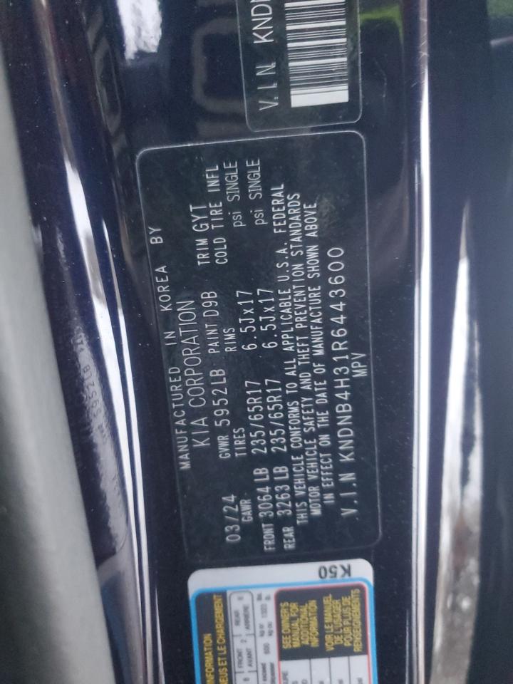 2024 KIA Carnival VIN KNDNB4H31R6443600 Copart auction photo, rollover damage thumbnail 13