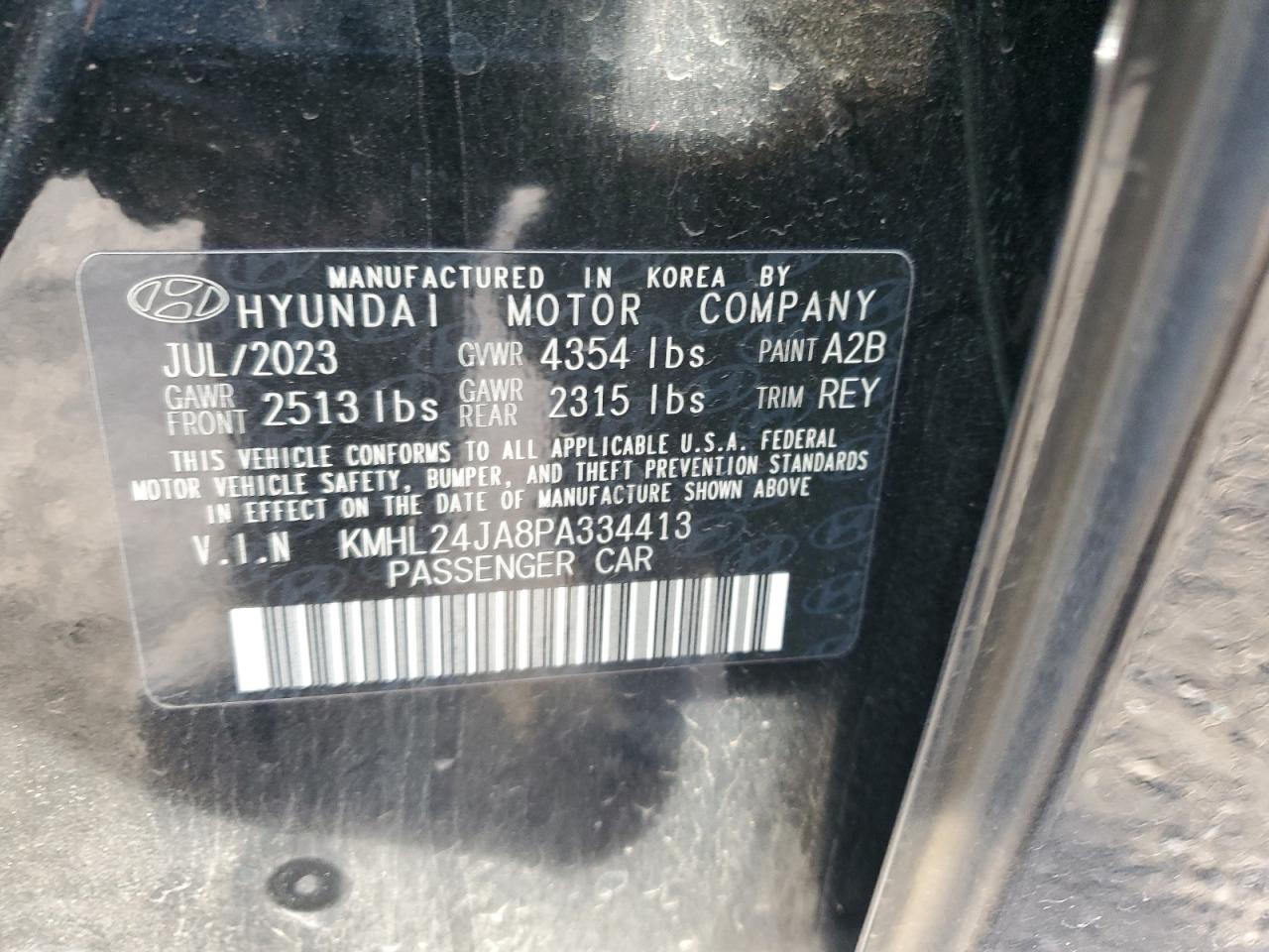 2023 Hyundai Sonata VIN KMHL24JA8PA334413 Copart auction photo, rear end / front end damage thumbnail 15