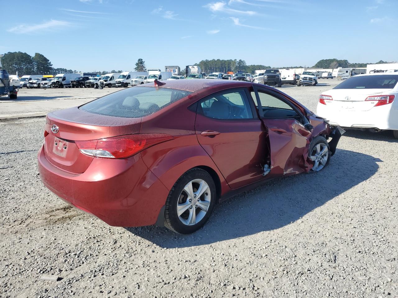 2013 Hyundai Elantra VIN 5NPDH4AE7DH389840 Copart auction photo, front end / side damage thumbnail 3