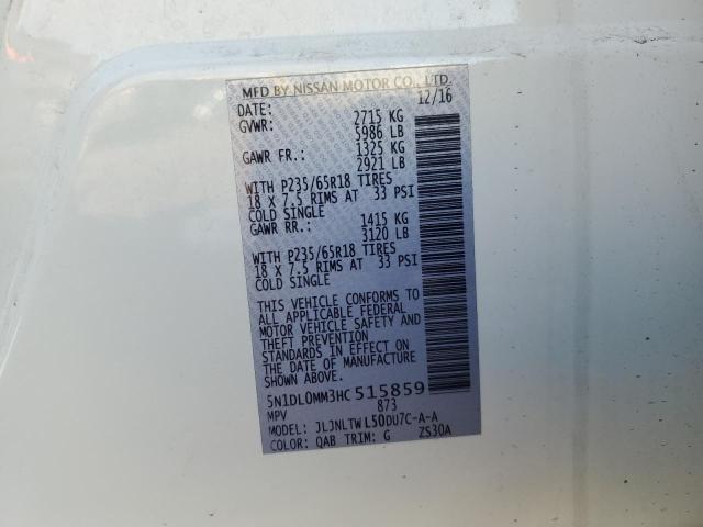 2017 Infiniti QX60 VIN 5N1DL0MM3HC515859 Copart auction photo, normal wear / minor dent/scratches damage thumbnail 13