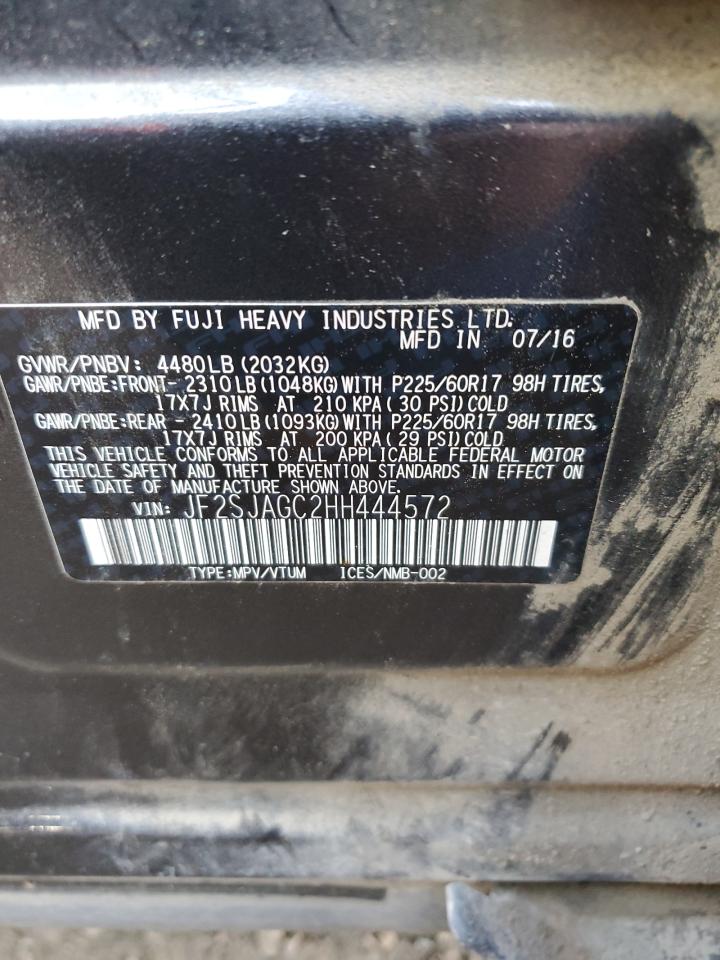 2017 Subaru Forester VIN JF2SJAGC2HH444572 Copart auction photo, front end damage thumbnail 13