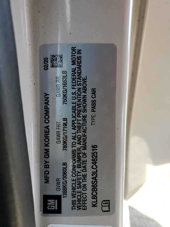 2020 Chevrolet Spark VIN KL8CB6SA3LC462516 Copart auction photo, front end / minor dent/scratches damage thumbnail 14