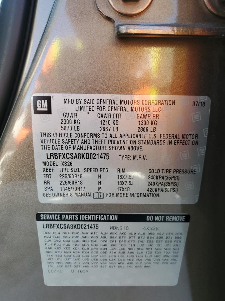 2019 Buick Envision VIN LRBFXCSA8KD021475 Copart auction photo, front end / rear end damage thumbnail 14