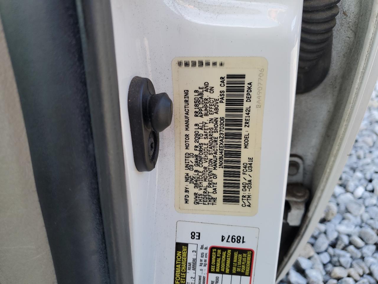 2010 Toyota Corolla VIN 1NXBU4EEXAZ370306 Copart auction photo, front end damage thumbnail 12