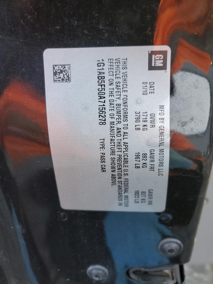 2010 Chevrolet Cobalt VIN 1G1AB5F50A7156278 Copart auction photo, front end damage thumbnail 12