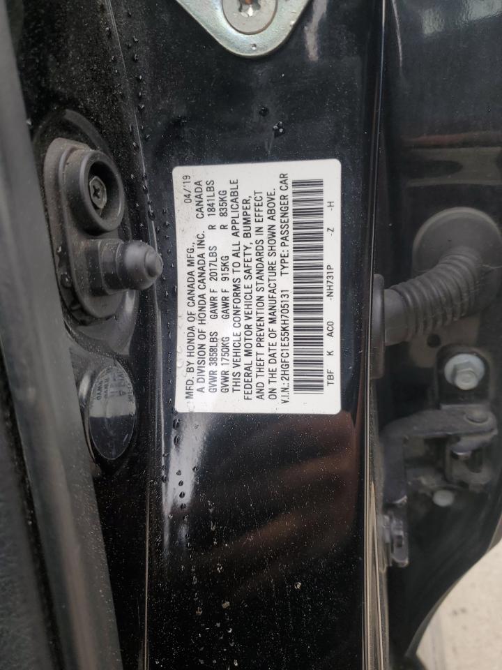 2019 Honda Civic VIN 2HGFC1E55KH705131 Copart auction photo, all over damage thumbnail 13