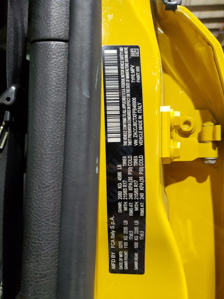 2015 Jeep Renegade VIN ZACCJBCTXFPB46906 Copart auction photo, side / minor dent/scratches damage thumbnail 13
