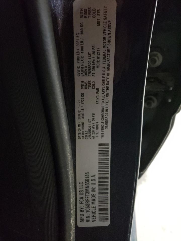 2021 RAM 1500 VIN 1C6SRFFT3MN656146 Copart auction photo, front end / undercarriage damage thumbnail 13