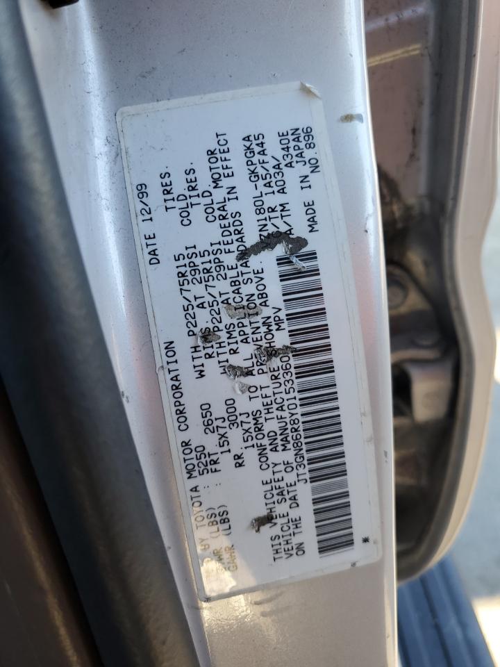 2000 Toyota 4Runner VIN JT3GN86R8Y0153360 Copart auction photo, side / front end damage thumbnail 12