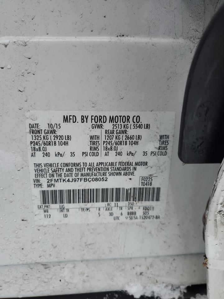 2015 Ford Edge VIN 2FMTK4J97FBC08052 Copart auction photo, all over damage thumbnail 16