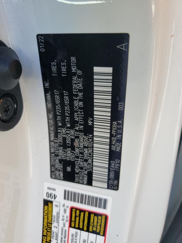 2022 Toyota Sienna VIN 5TDJRKEC2NS102414 Copart auction photo, front end damage thumbnail 14