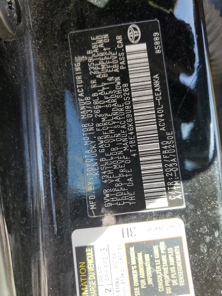 2009 Toyota Camry VIN 4T1BE46K69U805268 Copart auction photo, all over damage thumbnail 12