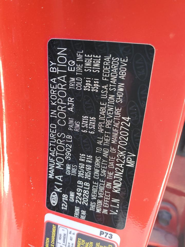 2019 KIA Soul VIN KNDJN2A23K7020724 Copart auction photo, front end / rear end damage thumbnail 13