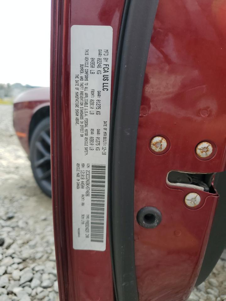 2019 Dodge Challenger VIN 2C3CDZAG9KH574696 Copart auction photo, front end damage thumbnail 13
