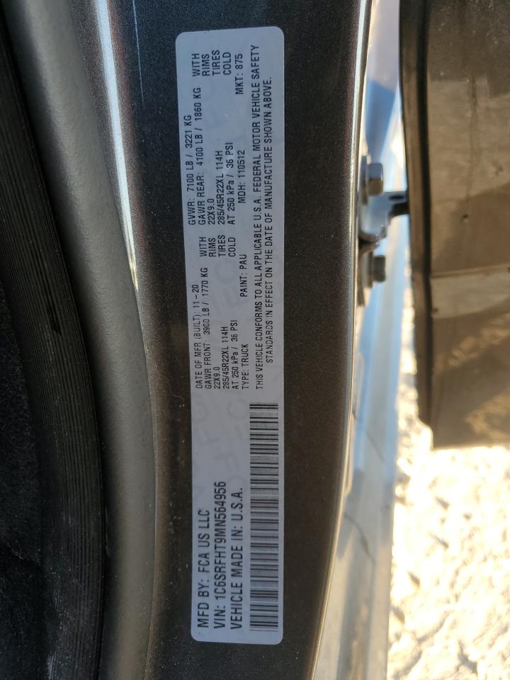2021 RAM 1500 VIN 1C6SRFHT9MN564956 Copart auction photo, biohazard/chemical damage thumbnail 14