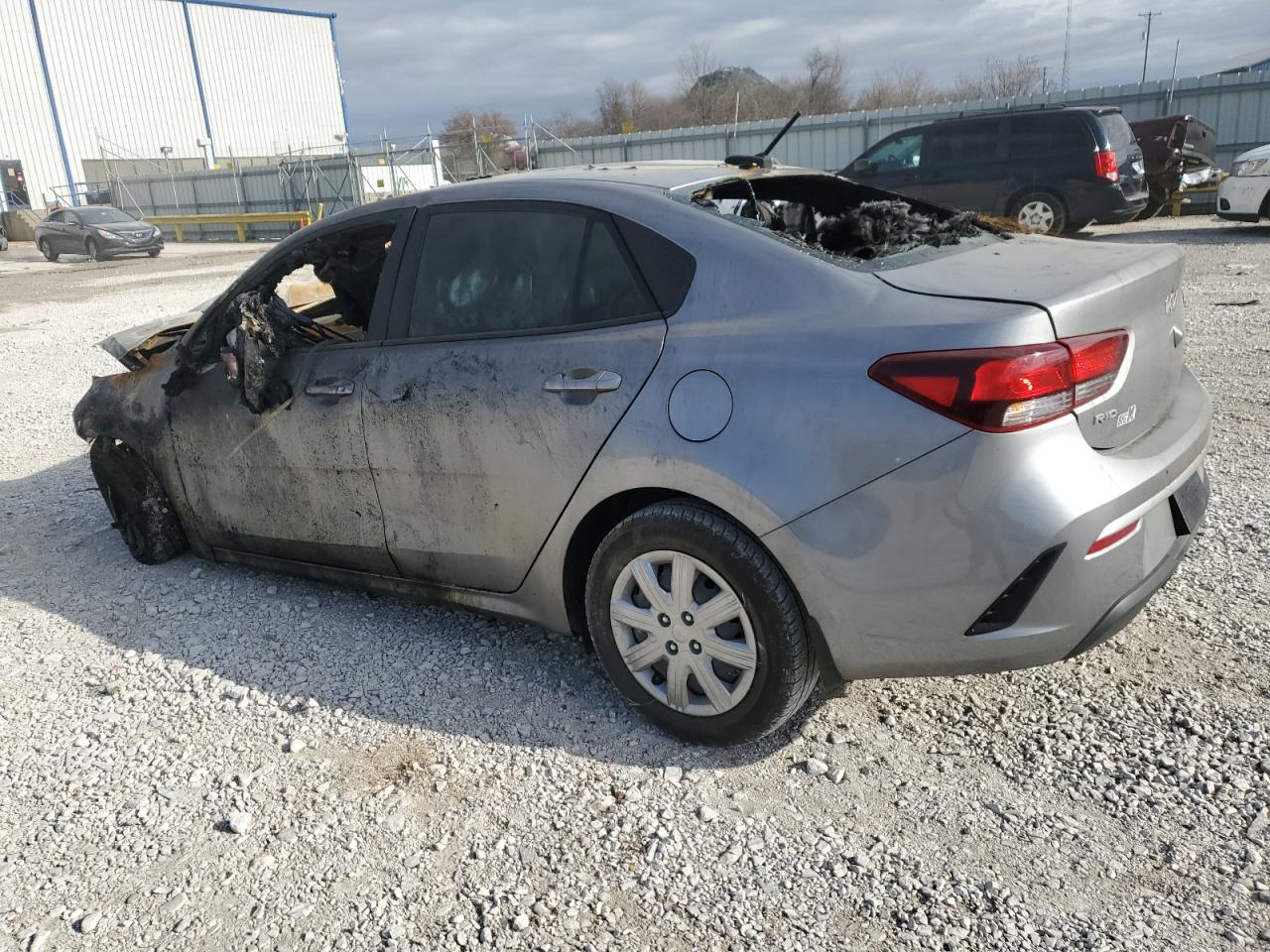 2022 KIA Rio VIN 3KPA24AD6NE435126 Copart auction photo, burn damage thumbnail 2