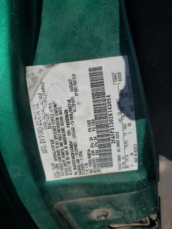 2002 Ford Focus VIN 3FAFP31302R143054 Copart auction photo, side / undercarriage damage thumbnail 14