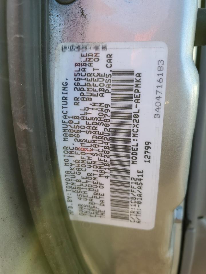 2002 Toyota Avalon VIN 4T1BF28B42U208799 Copart auction photo, rear end damage thumbnail 12