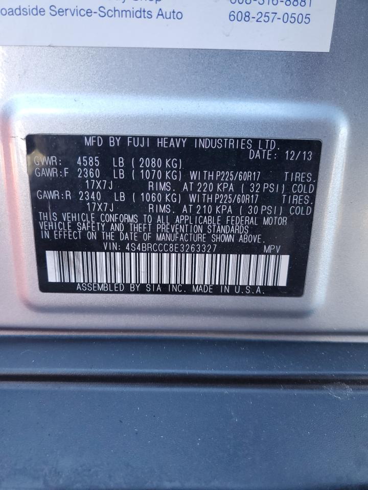 2014 Subaru Outback VIN 4S4BRCCC8E3263327 Copart auction photo, front end / minor dent/scratches damage thumbnail 14