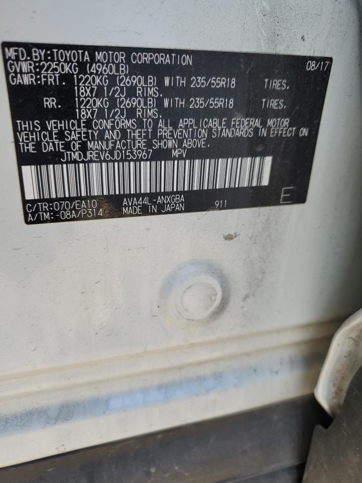 2018 Toyota RAV 4 VIN JTMDJREV6JD153967 Copart auction photo, front end damage thumbnail 13