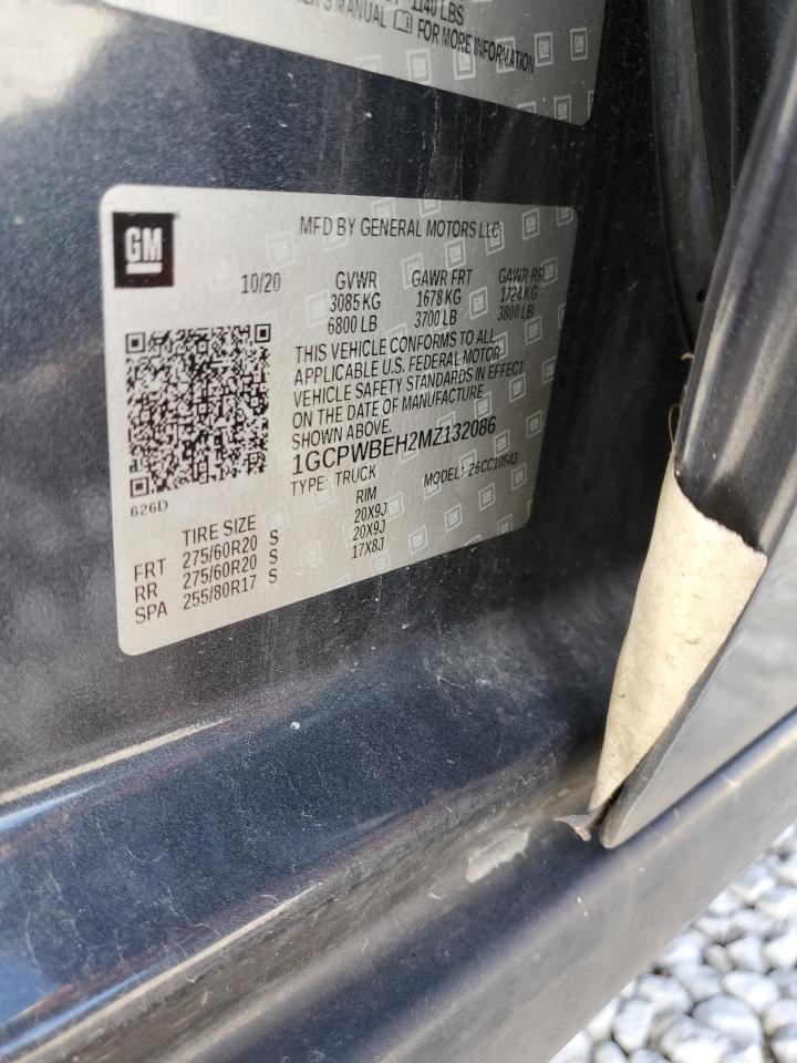 2021 Chevrolet Silverado VIN 1GCPWBEH2MZ132086 Copart auction photo, front end damage thumbnail 12