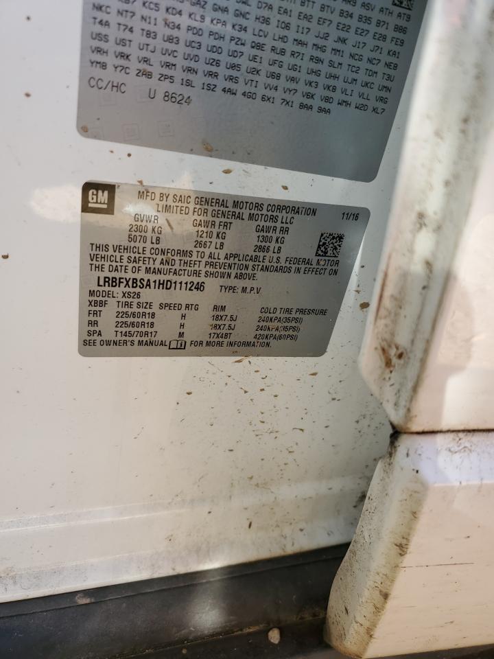 2017 Buick Envision VIN LRBFXBSA1HD111246 Copart auction photo, rollover damage thumbnail 14